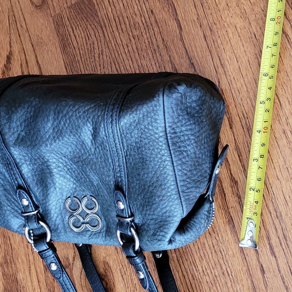 Coach "Julia" Black Leather Satchel with Silver Hardware - Picture 11 of 15